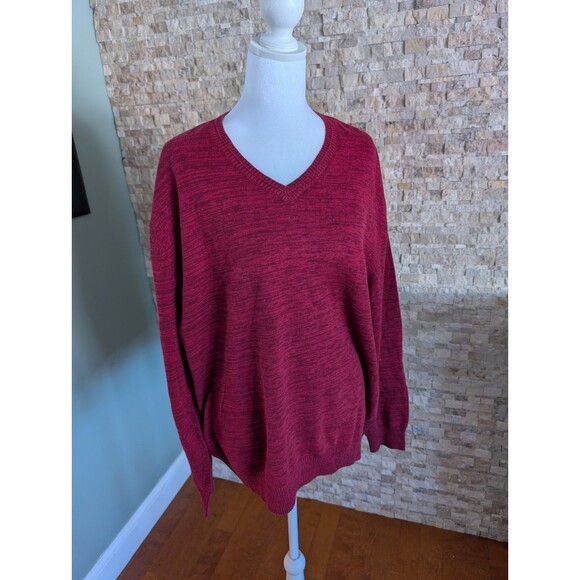 100% Cotton V Neck Normcore Skater Grunge Indie Sleaze Dad Red Sweater Pullover - Picture 2 of 7
